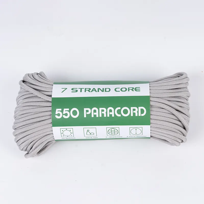 7 Strand Core 4mm Solid Light Grey 550 Polyester Paracord 7 Strand Core 4mm Solid Light Grey 550 Polyester Paracord